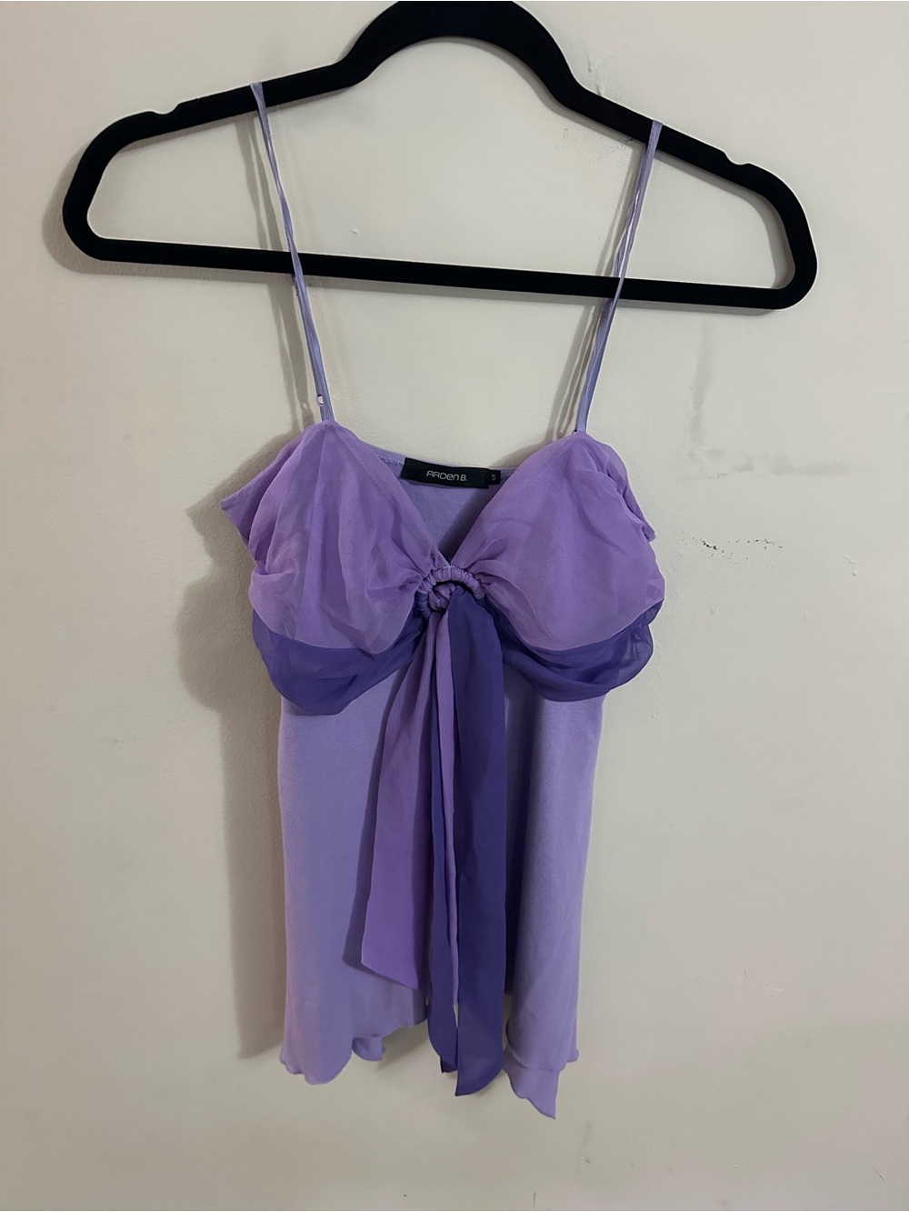 Arden B Lavender Chiffon Tie-Front Slip Top